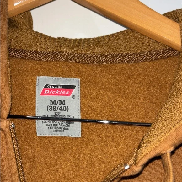 Genuine DICKIES  zippered HOODIE  SWEATSHIRT Sz Mens medium Brown grunge work - Picture 4 of 6
